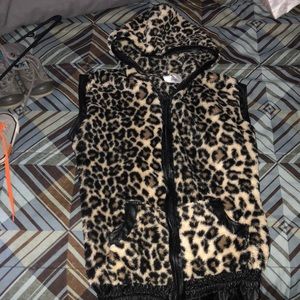 Cheetah print vest with leather